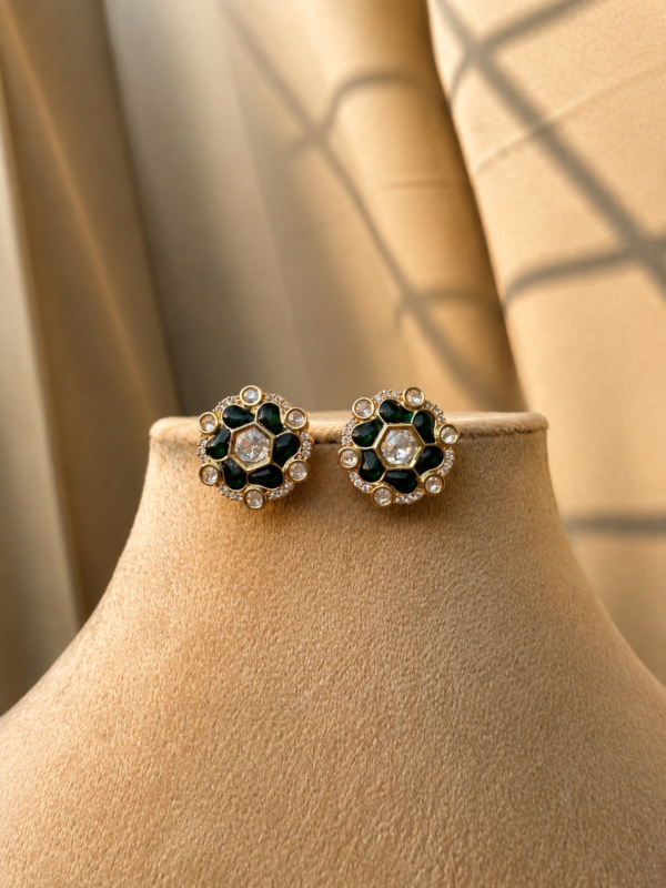 Green Polki Stud