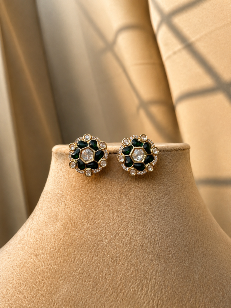 Green Polki Stud