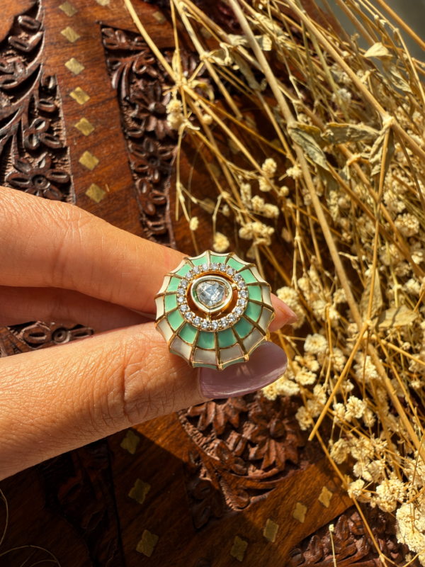 Mint Ivory Minakari Ring