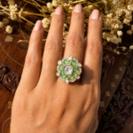Soft Green Kundan Polki Ring