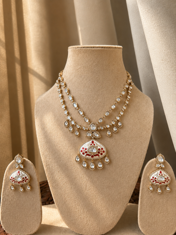 Double Layer Polki Minakari Necklace set