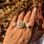 Ivory Enamel Double Finger Ring