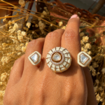 Ivory Enamel Double Finger Ring