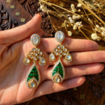 Green Leaf Polki Earrings