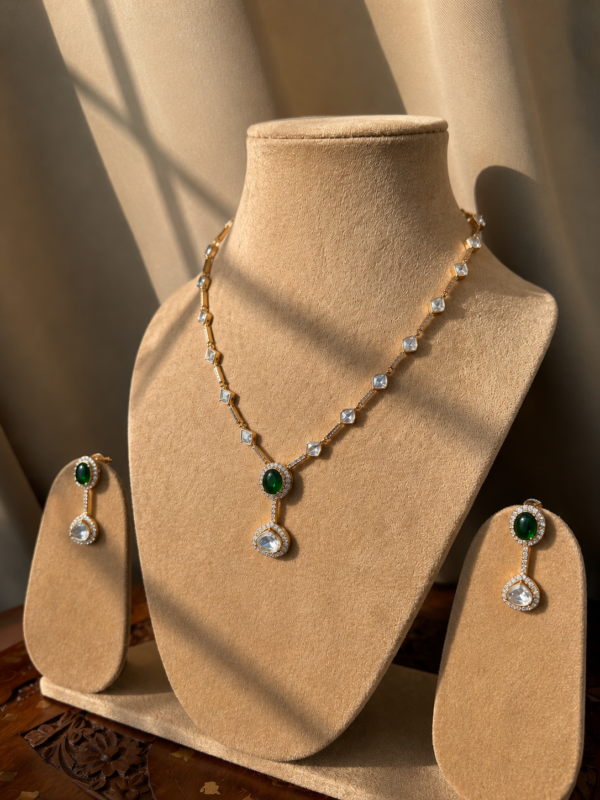 Whimsical Green Polki Necklace