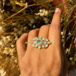 Soft Mint Green Kundan Ring
