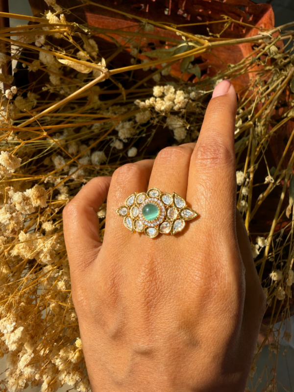 Soft Mint Green Kundan Ring
