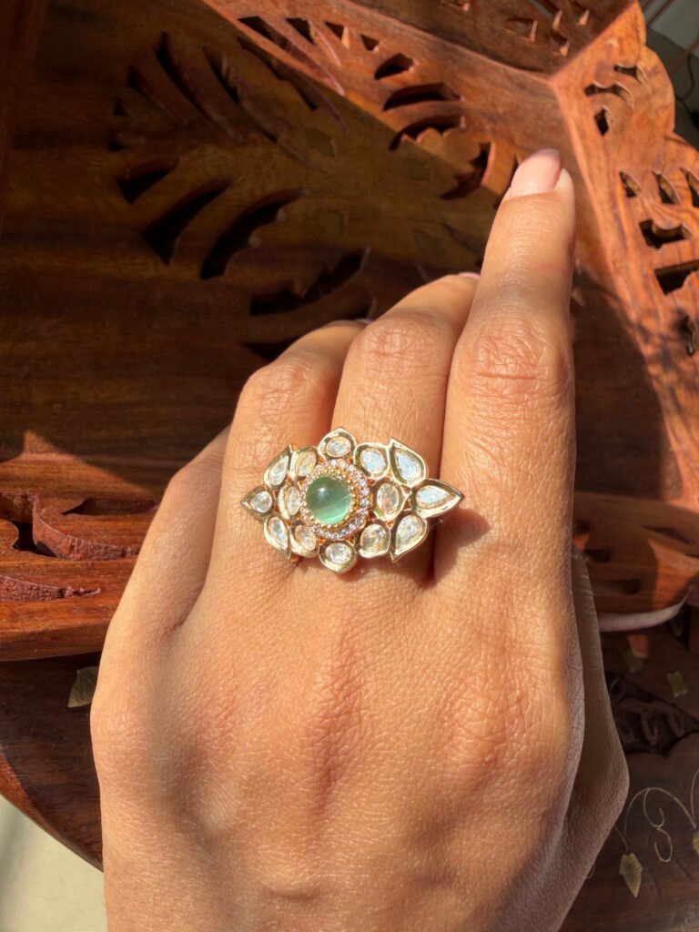 Soft Green Kundan Ring